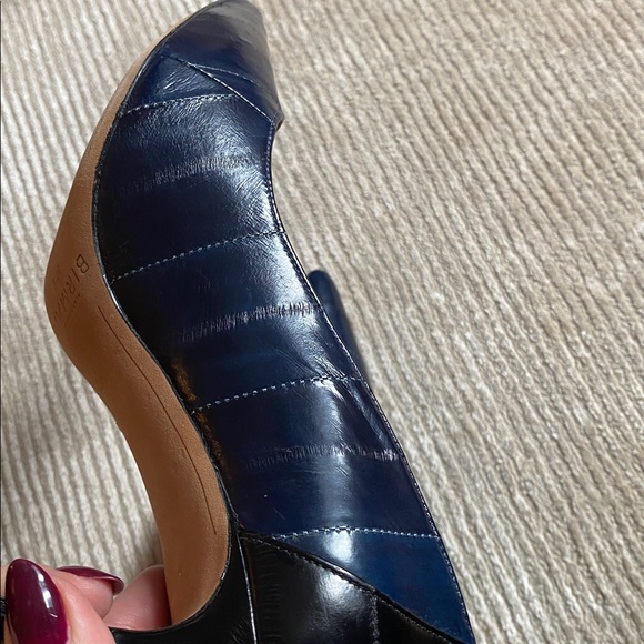 Alexandre Birman Textured Leather Two Tone Blue Black Python Pumps Heels 7.5 - Picture 11 of 15